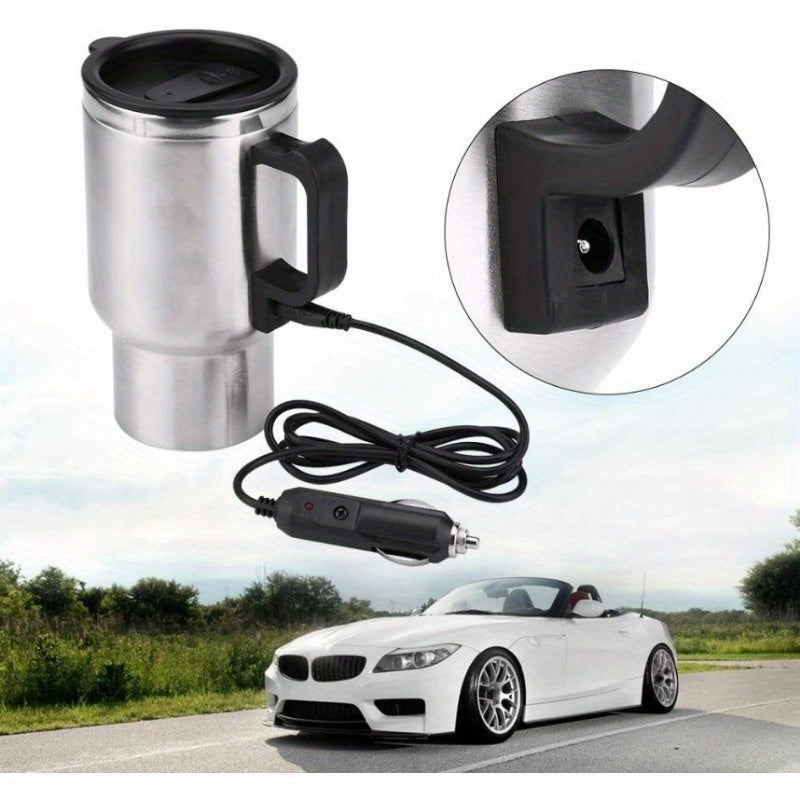 Portable Stainless Steel Travel Mug 455ml Car Heated Water Bottle Thermos