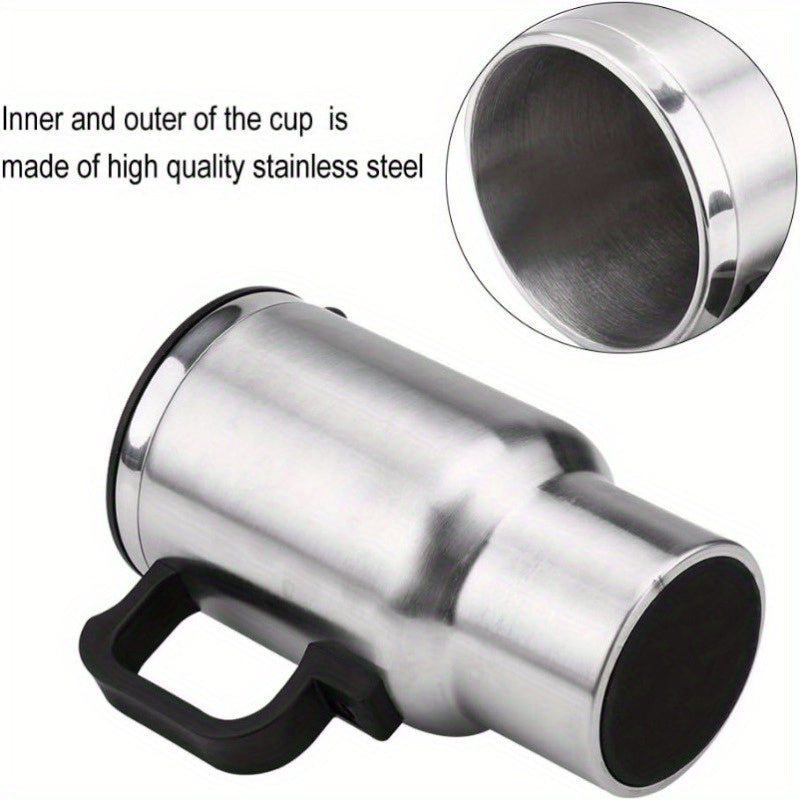Stainless Steel Travel Mug 450ml Electric Car Heated Coffee Tea Cup