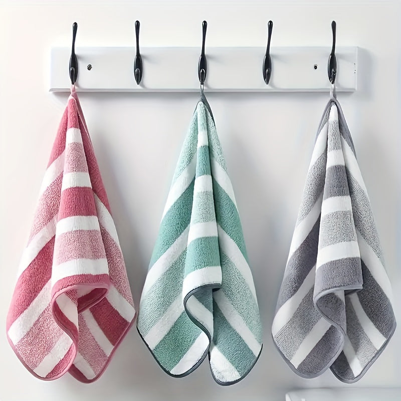 Set of Striped Quick-Dry Absorbent Towels for Home Hotel Spa Use