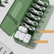 Large Capacity Green Cable Organizer Box Dust-Proof Portable Storage for Charging Cables and Earphones