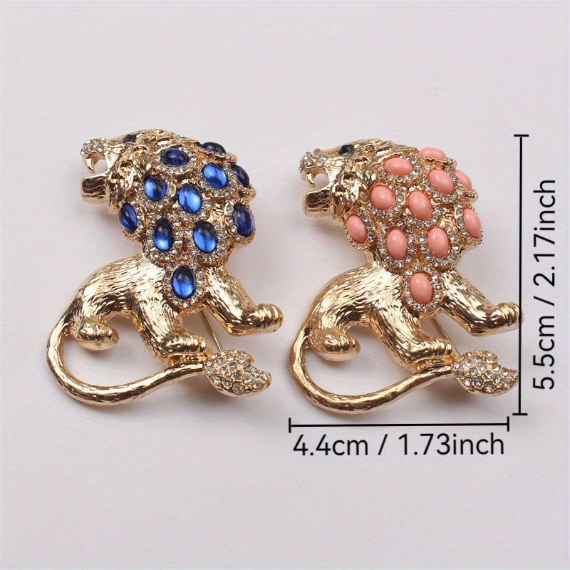 Rhinestone Lion Brooch Stylish Jewelry Accessory for Women and Men