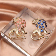 Rhinestone Lion Brooch Stylish Jewelry Accessory for Women and Men