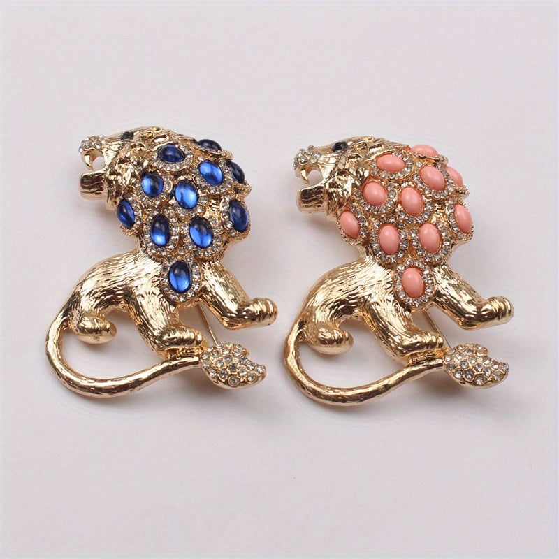 Rhinestone Lion Brooch Stylish Jewelry Accessory for Women and Men