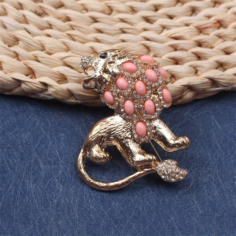 Rhinestone Lion Brooch Stylish Jewelry Accessory for Women and Men