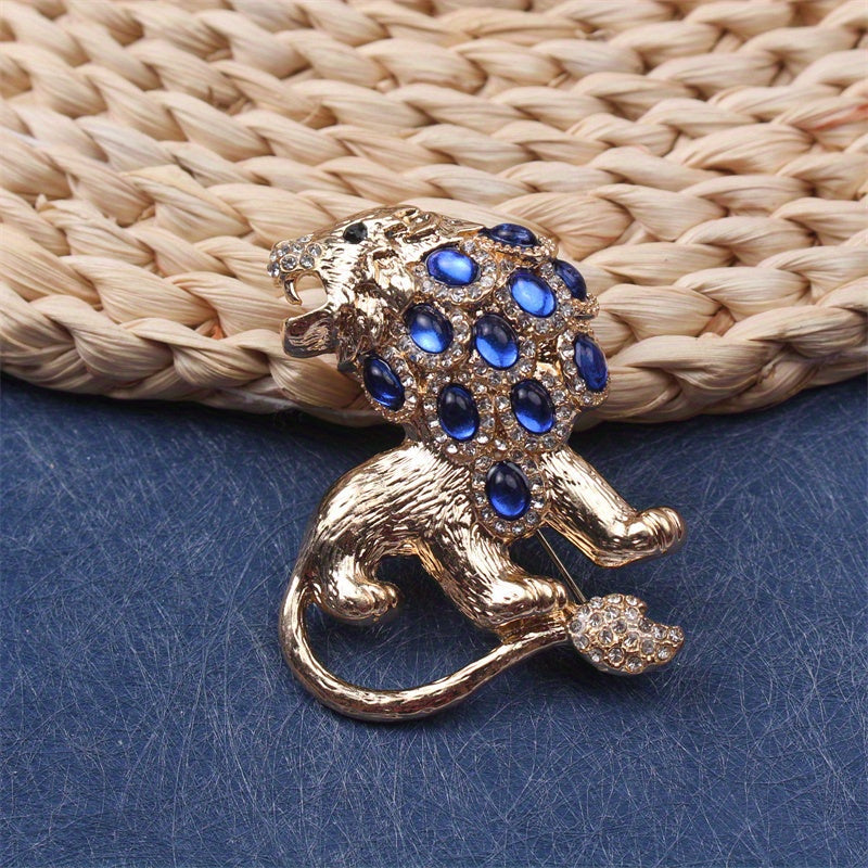 Rhinestone Lion Brooch Stylish Jewelry Accessory for Women and Men