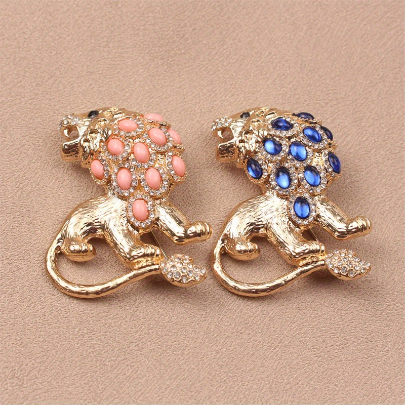 Rhinestone Lion Brooch Stylish Jewelry Accessory for Women and Men