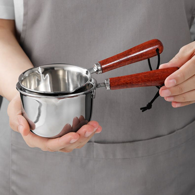 Stainless steel mini butter warmer, 120ml/200ml, elektriksiz, suv o'tkazmaydigan, sariyog'ni, pishloq, shokolad, omletlarni eritish uchun. Oshxona pishirish asbobi.