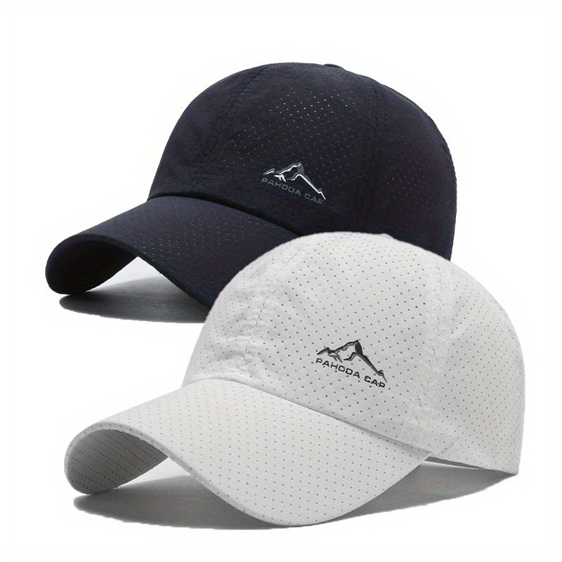 Unisex Quick-Dry Polyester Baseball Caps 2-Pack for Outdoor Sports and Activities