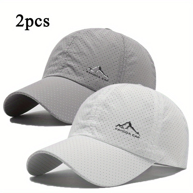 2pcs Quick Dry Printed Baseball Caps Snow Mountain Logo Sports Travel Hiking Casual