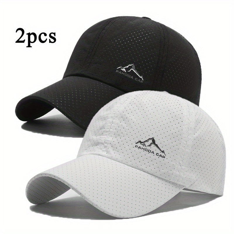 2pcs Quick Dry Printed Baseball Caps Snow Mountain Logo Sports Travel Hiking Casual