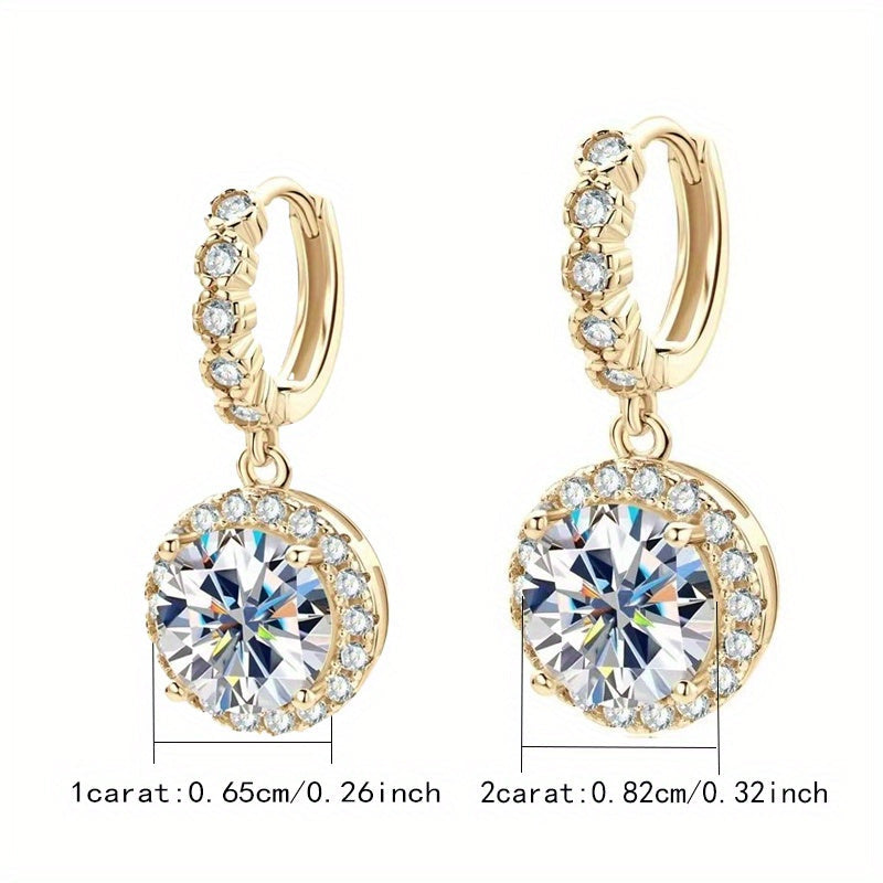 Jozibali 925 Sterling Silver Dangle Earrings 1-2 Karat Moissanite bilan, Hashamatli 18K Oltin Qoplama, Partiyalar va Sovgalar uchun Ideal, Zamonaviy Ayollar Moda Zargarlik.