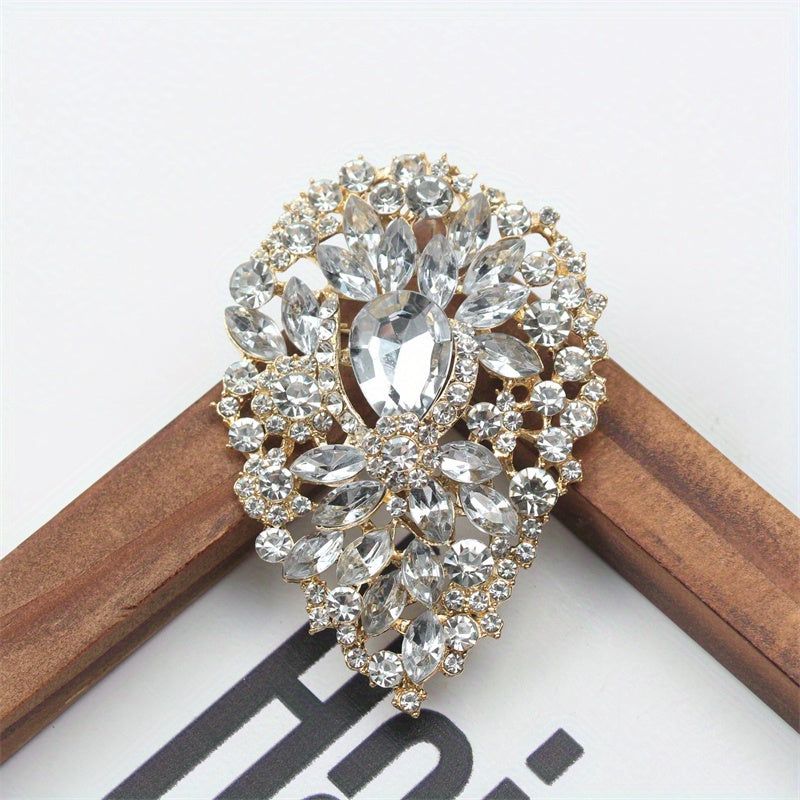 Цветочный брошь-булавка из сплава с искусственным камнем, в форме полой цветочной формы, украшение для женщин