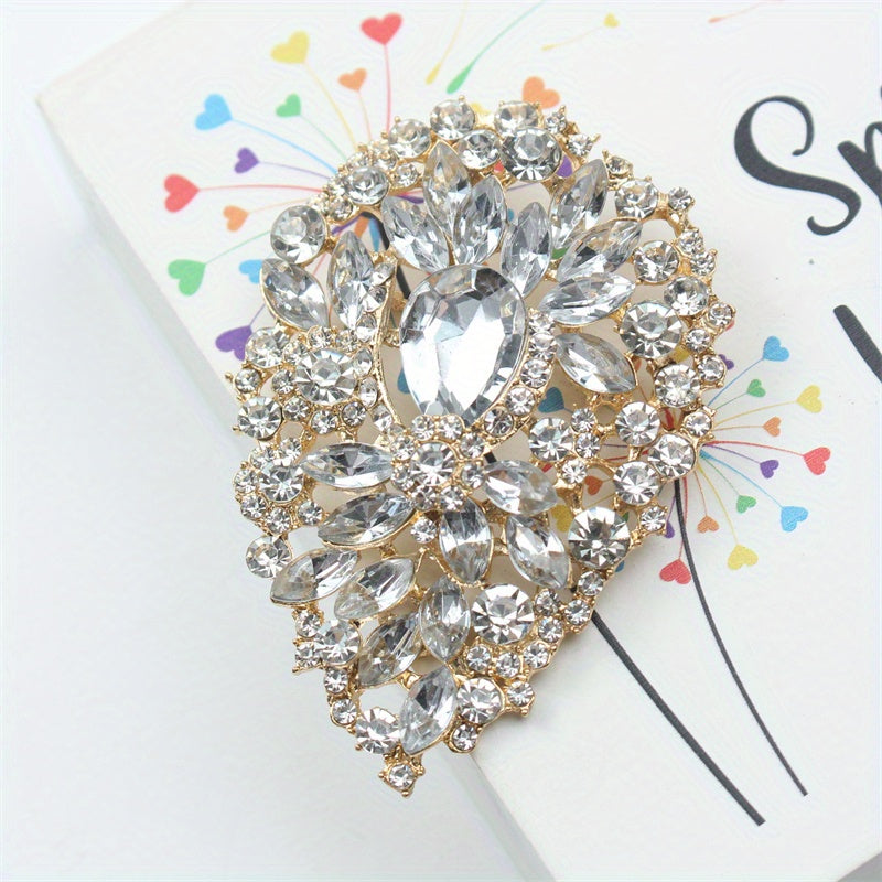 Цветочный брошь-булавка из сплава с искусственным камнем, в форме полой цветочной формы, украшение для женщин
