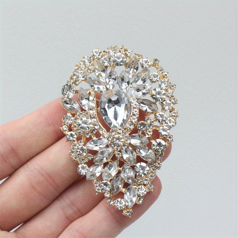 Цветочный брошь-булавка из сплава с искусственным камнем, в форме полой цветочной формы, украшение для женщин