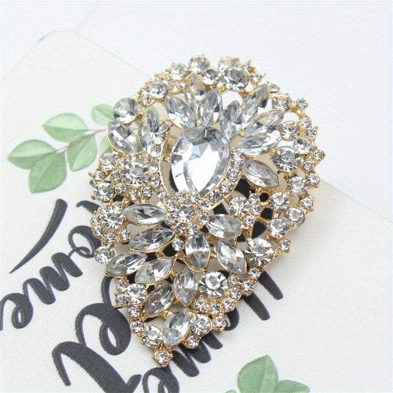 Цветочный брошь-булавка из сплава с искусственным камнем, в форме полой цветочной формы, украшение для женщин
