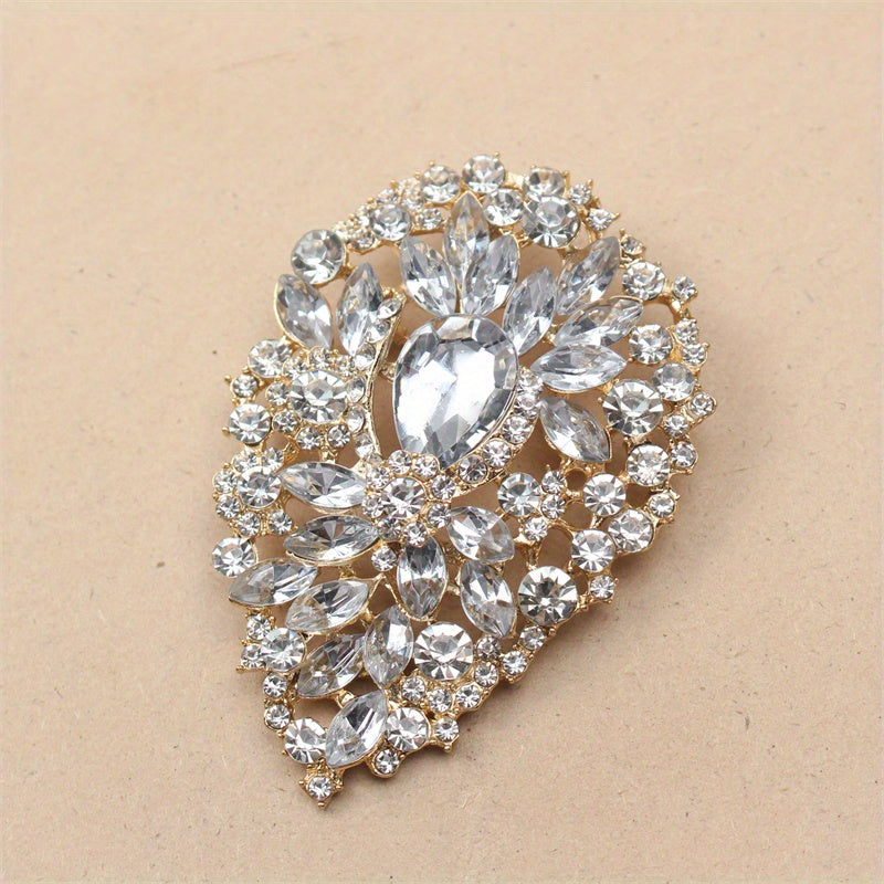 Цветочный брошь-булавка из сплава с искусственным камнем, в форме полой цветочной формы, украшение для женщин