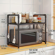 2-Tier Kitchen Counter Shelf with Hooks Microwave Space Saver