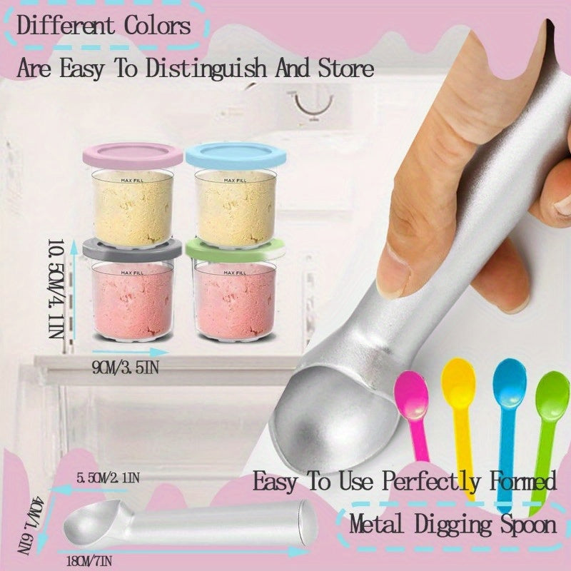 9-piece Ice Cream Maker Accessory Kit for Ninja Creami Smoothie Cups Lids