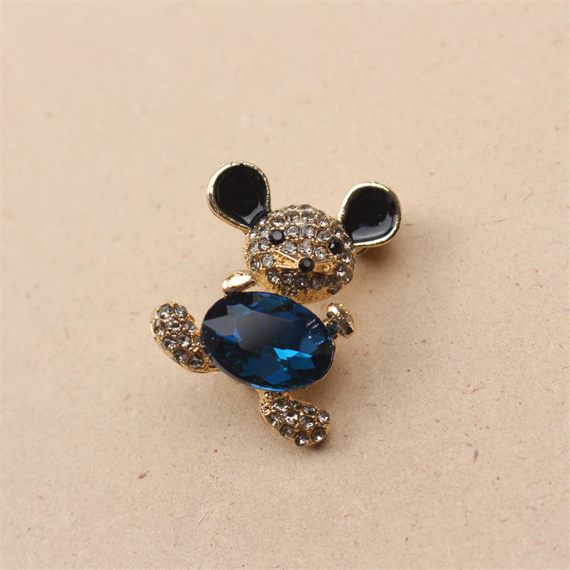 Mini Mouse Brooch Pin Adorable Bear Rhinestone Detail for Scarves and Clothing