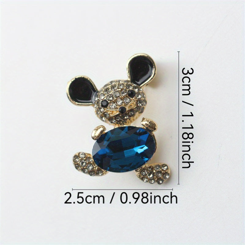Mini Mouse Brooch Pin Adorable Bear Rhinestone Detail for Scarves and Clothing