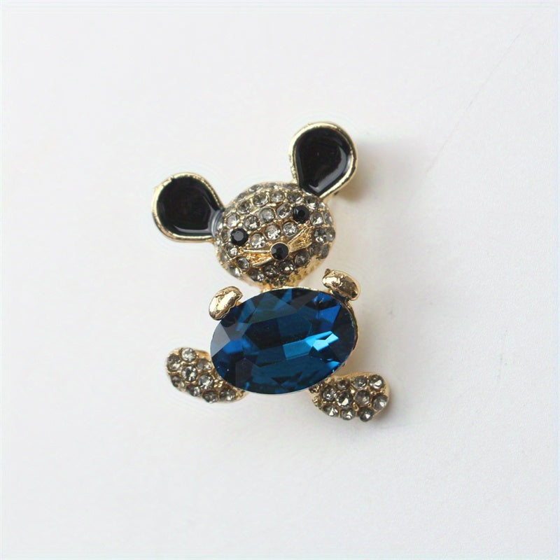Mini Mouse Brooch Pin Adorable Bear Rhinestone Detail for Scarves and Clothing