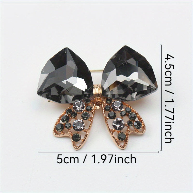 Crystal Bow Brooch for Women Elegant Jewelry Pin Corsage Accessory