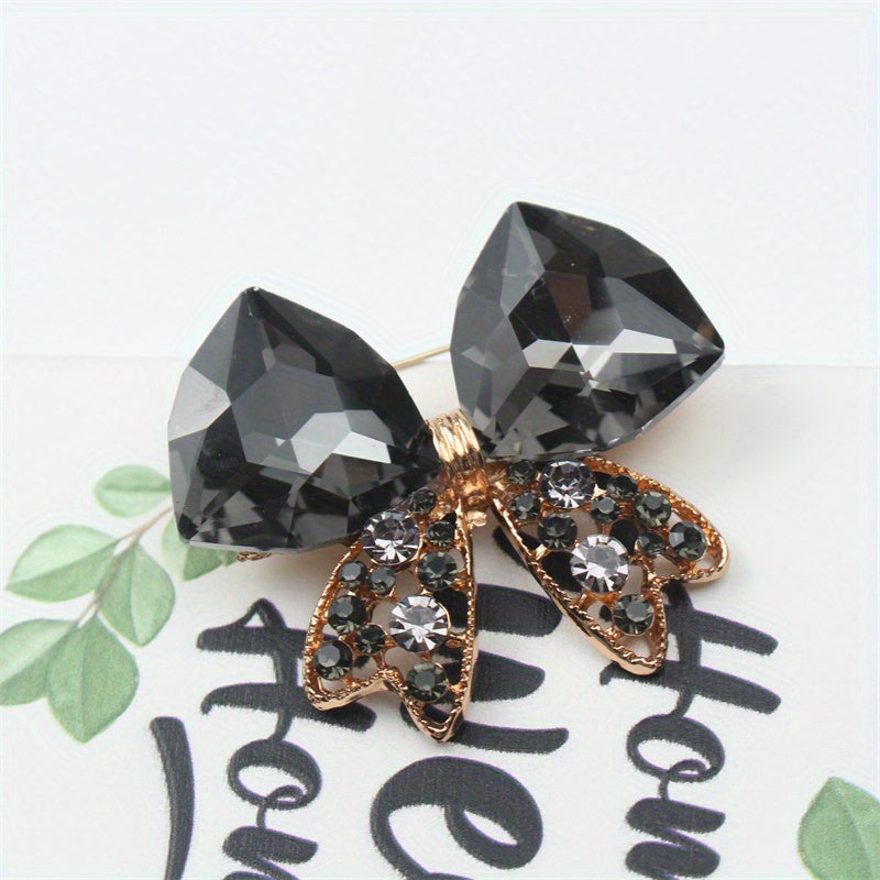 Crystal Bow Brooch for Women Elegant Jewelry Pin Corsage Accessory