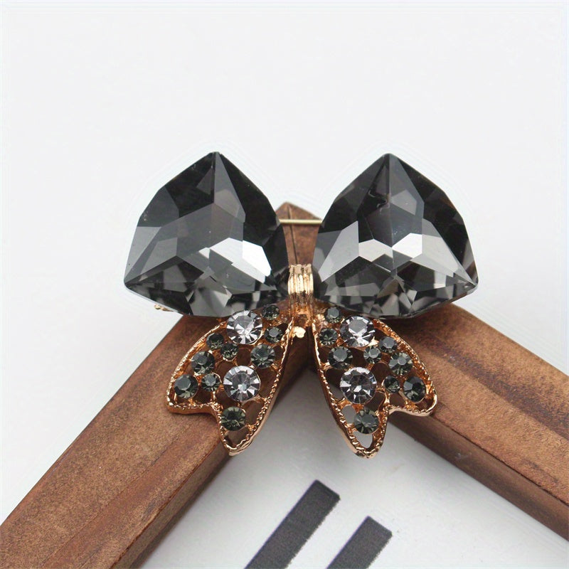 Crystal Bow Brooch for Women Elegant Jewelry Pin Corsage Accessory