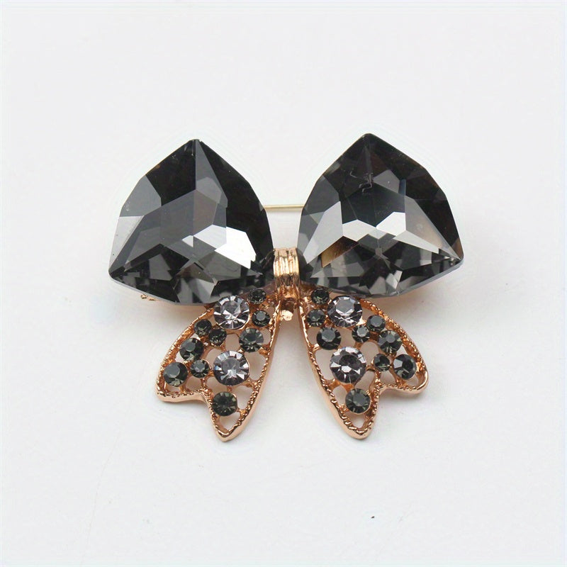 Crystal Bow Brooch for Women Elegant Jewelry Pin Corsage Accessory
