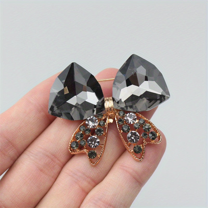 Crystal Bow Brooch for Women Elegant Jewelry Pin Corsage Accessory