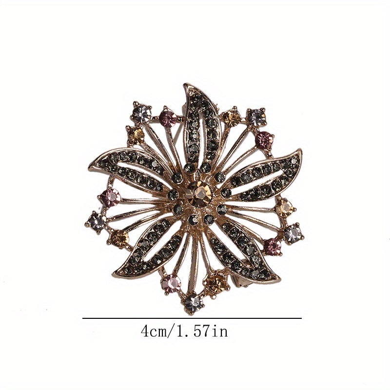 Women's Rhinestone Floral Brooch Elegant Pin for Fashion Statement