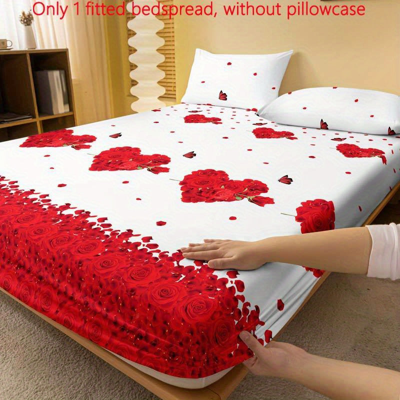 Brushed Polyester Bed Cover with Floral and Butterfly Print Fits Mattresses Up to 29cm