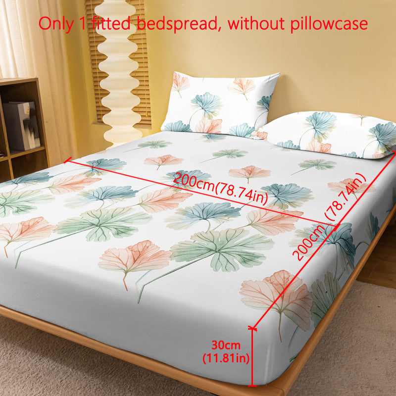 Brushed Polyester Bed Cover with Floral and Butterfly Print Fits Mattresses Up to 29cm