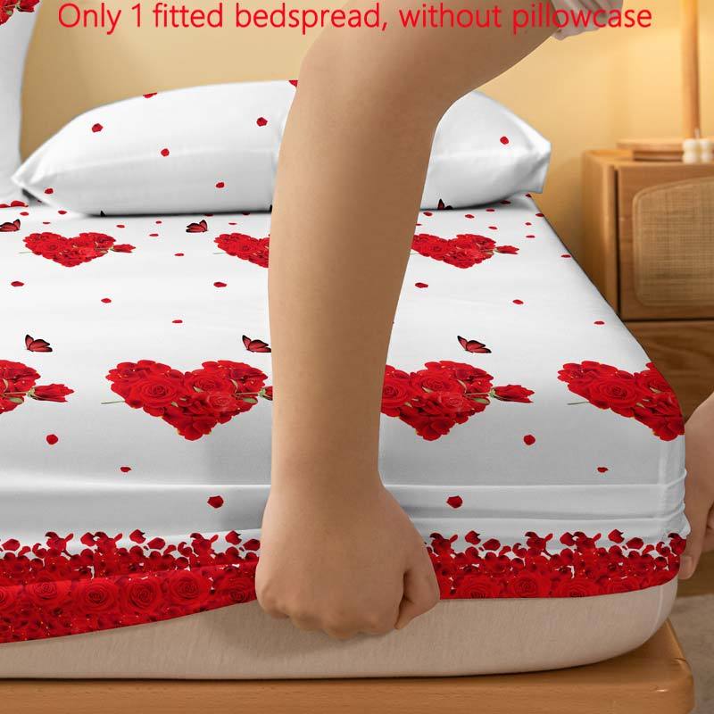 Brushed Polyester Bed Cover with Floral and Butterfly Print Fits Mattresses Up to 29cm