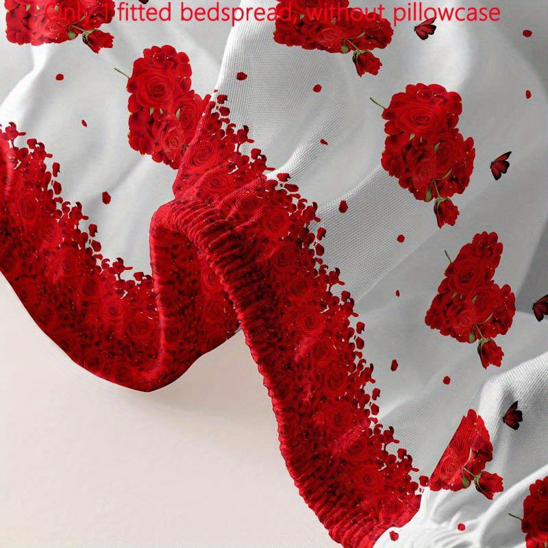 Brushed Polyester Bed Cover with Floral and Butterfly Print Fits Mattresses Up to 29cm