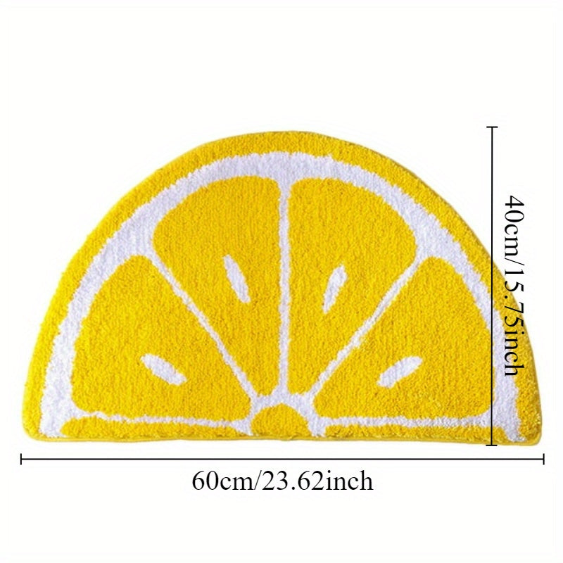 Half Round Lemon Doormat Water Absorbent Non-Slip Rug for Kitchen Bathroom Living Room