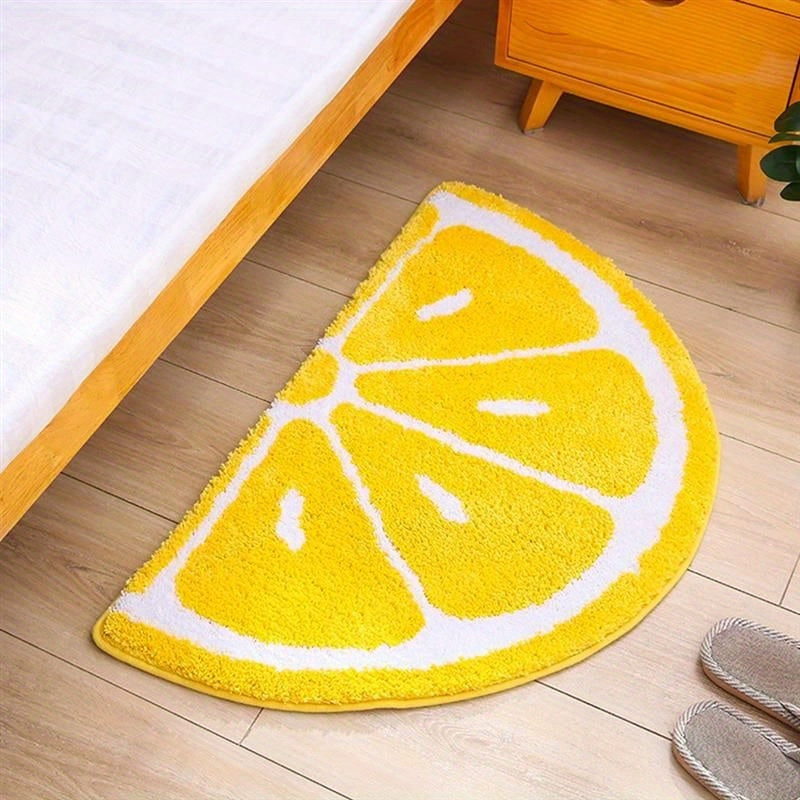 Half Round Lemon Doormat Water Absorbent Non-Slip Rug for Kitchen Bathroom Living Room
