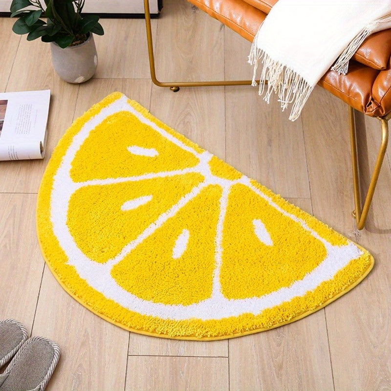 Half Round Lemon Doormat Water Absorbent Non-Slip Rug for Kitchen Bathroom Living Room