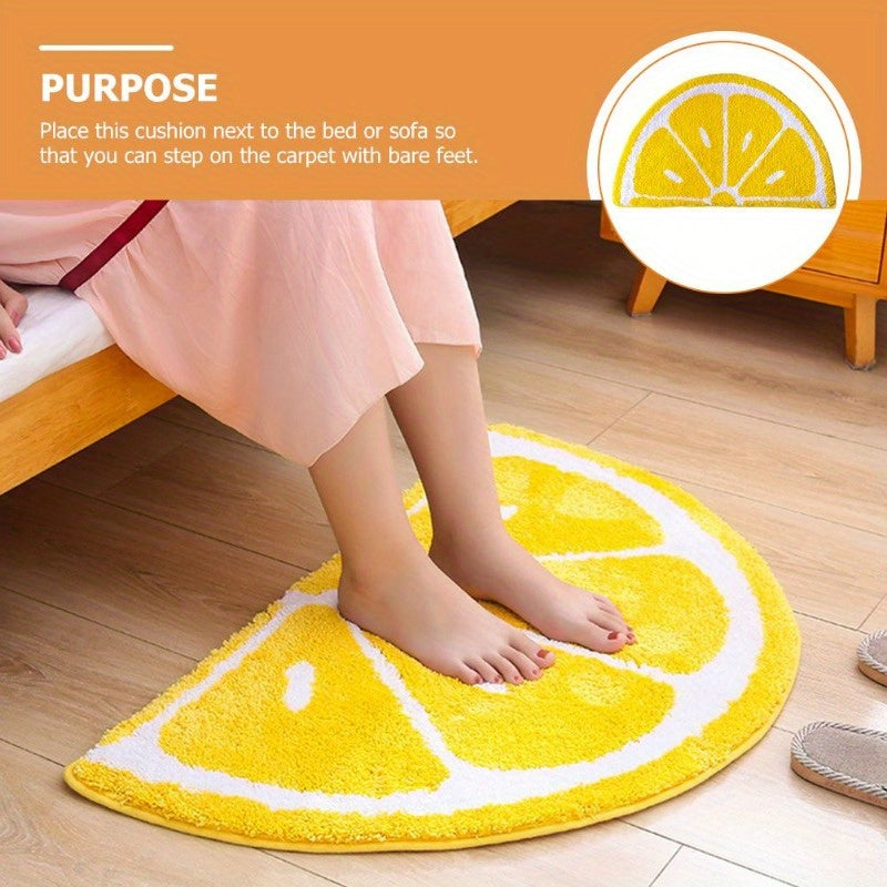Half Round Lemon Doormat Water Absorbent Non-Slip Rug for Kitchen Bathroom Living Room