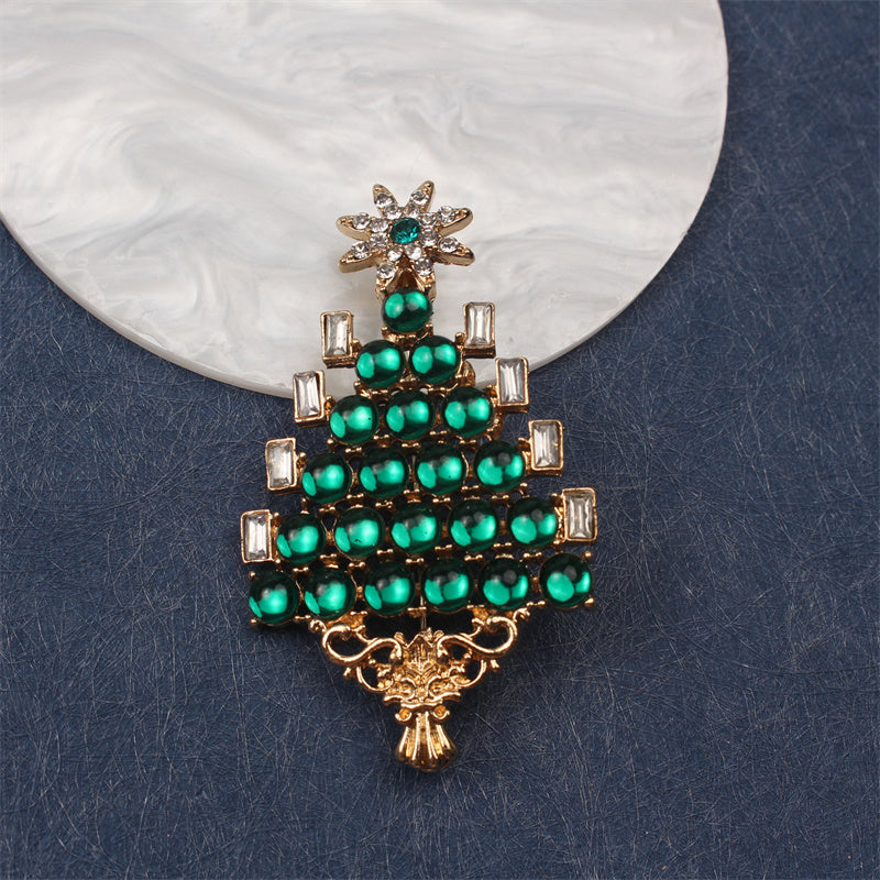 Christmas Tree Brooch Enamel Alloy Quirky Irregular Shape Jewelry