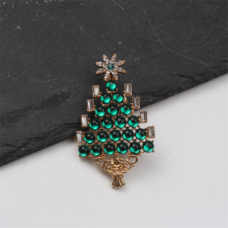 Christmas Tree Brooch Enamel Alloy Quirky Irregular Shape Jewelry