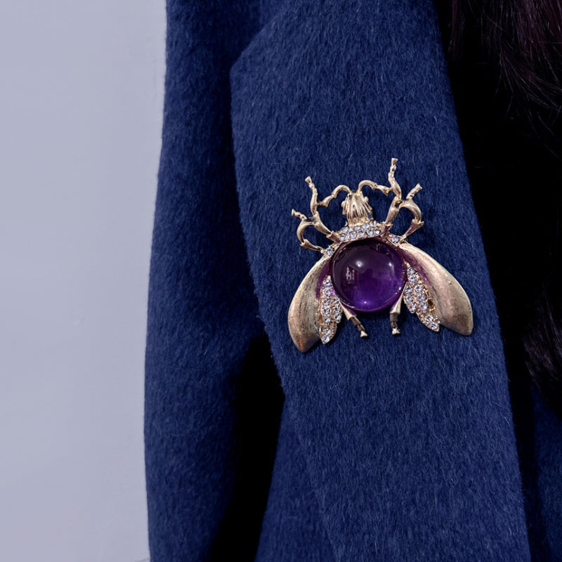 Large French Romantic Bee Brooch with Colorful Glaze and Transparent Finish