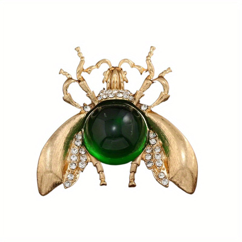 Large French Romantic Bee Brooch with Colorful Glaze and Transparent Finish