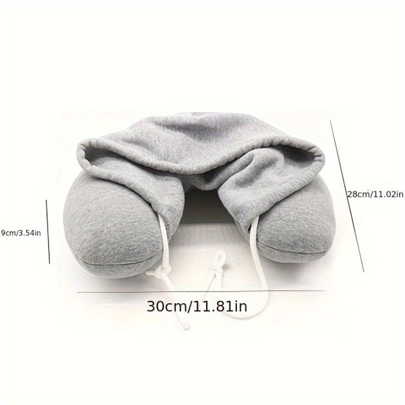 Ergonomic U-Shaped Travel Pillow with Hoodie for Adults Neck Support for Airplanes Car Trips