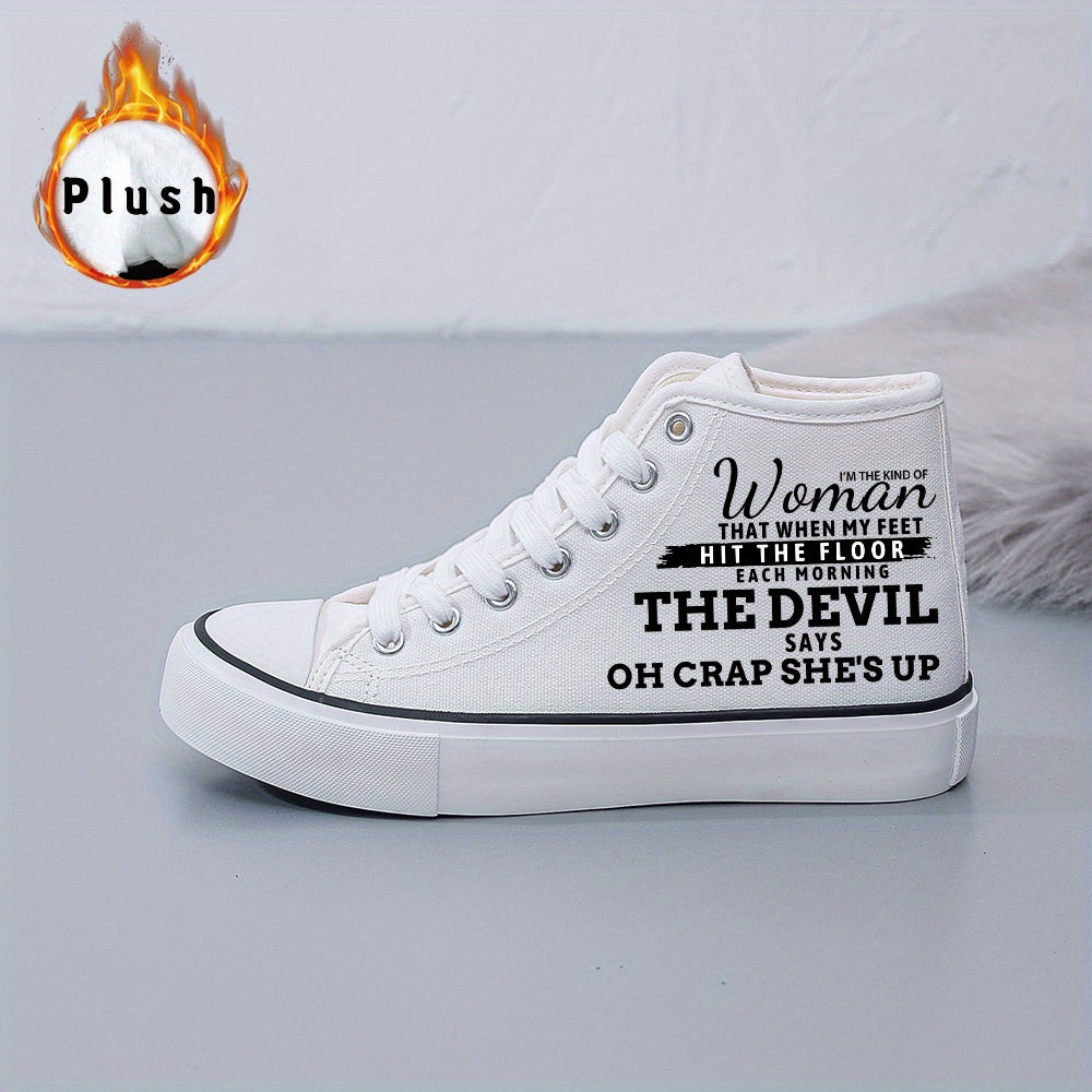 Women's Black and White Casual Skate Shoes, Lace-Up, 2D Print