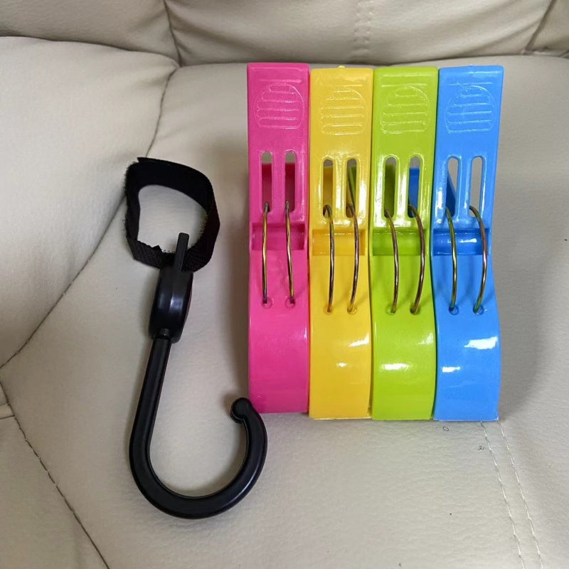 5 dona to'plami, jumladan, sumka qisqichlari, kiyimlar uchun sochiq quritish qisqichlari va paypoqlar va ichki kiyimlar uchun tutqichlar.