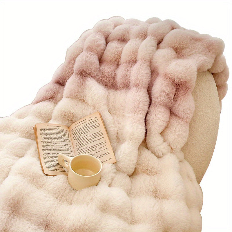 Fleece Blanket Cozy Soft Throw for Couch Bed or Travel in Gray Cream Blue Burgundy