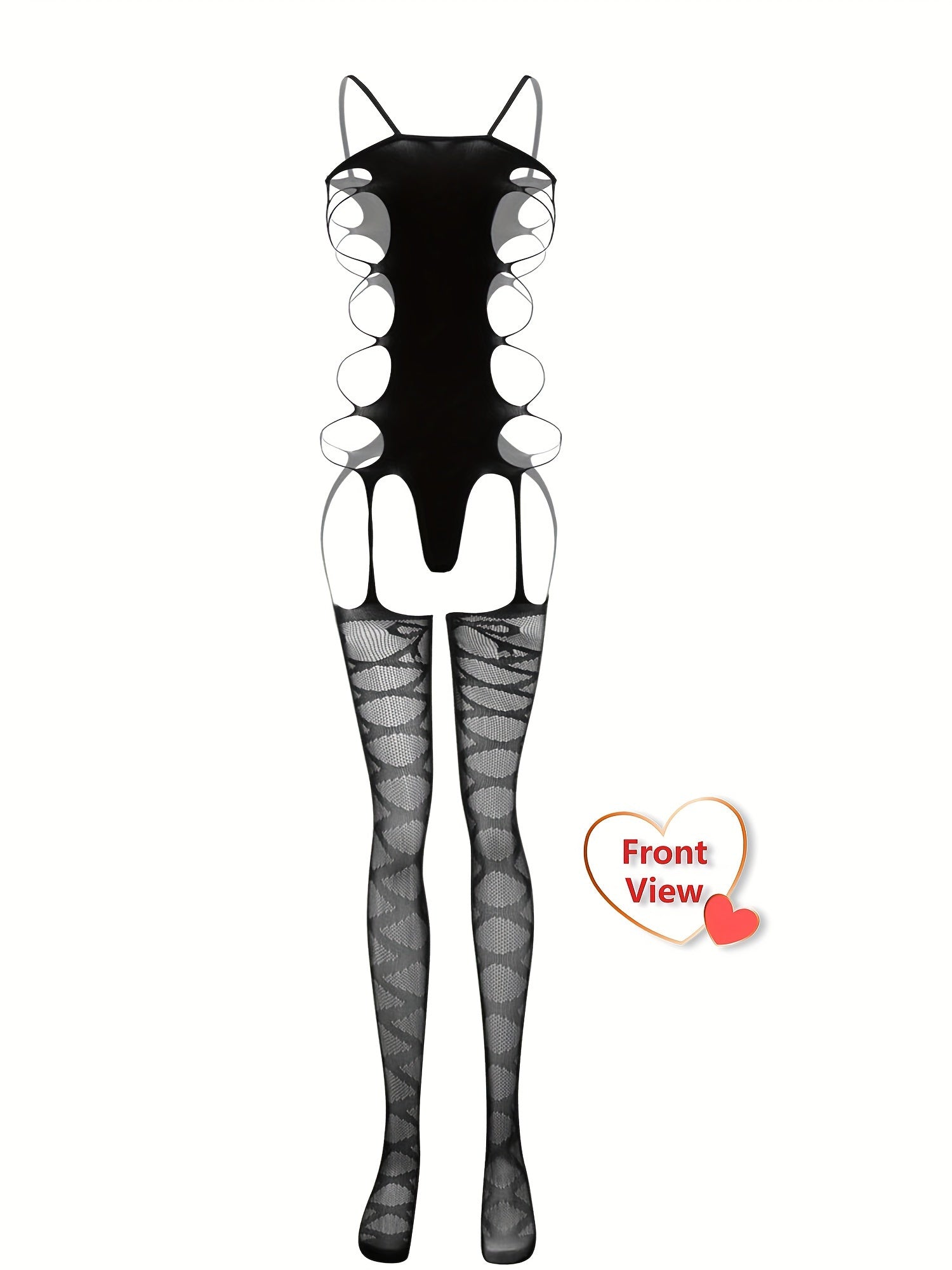 Women's Black Fishnet Bodystocking for Seductive Lingerie