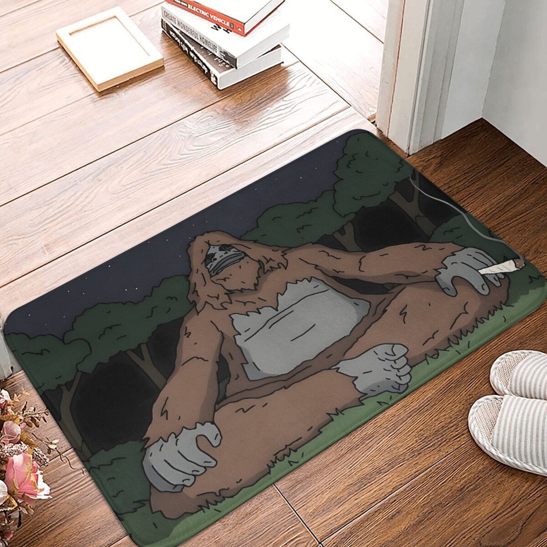 Polyester Doormat with Sassy Sasquatch Non-Slip Indoor Machine Washable