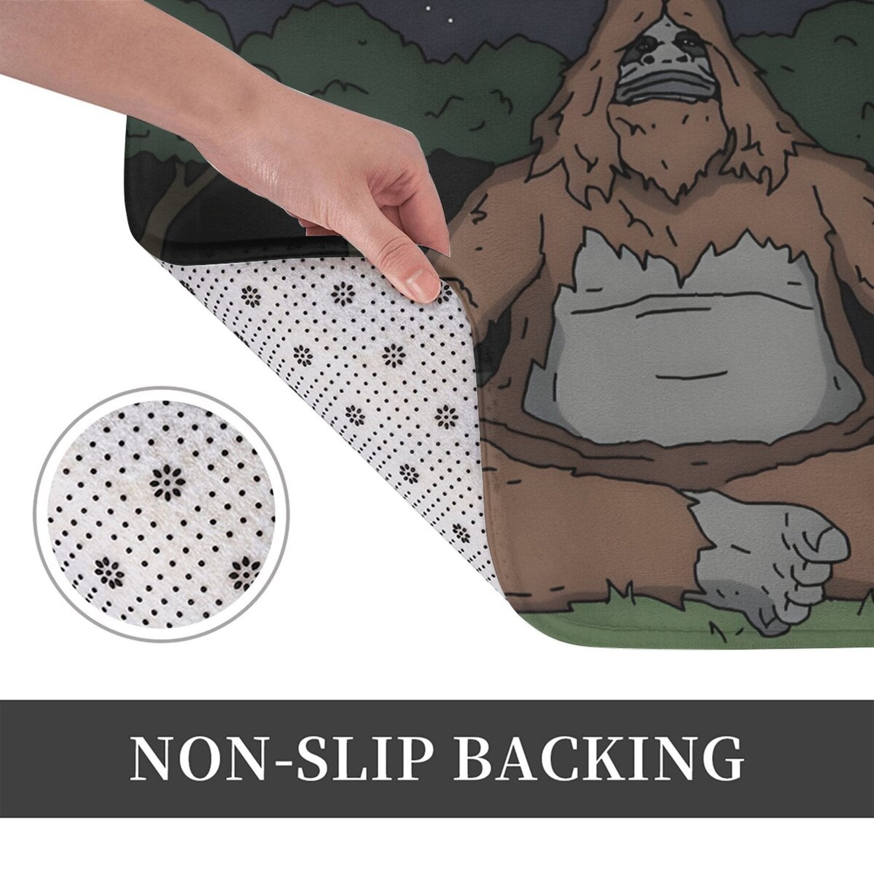 Polyester Doormat with Sassy Sasquatch Non-Slip Indoor Machine Washable